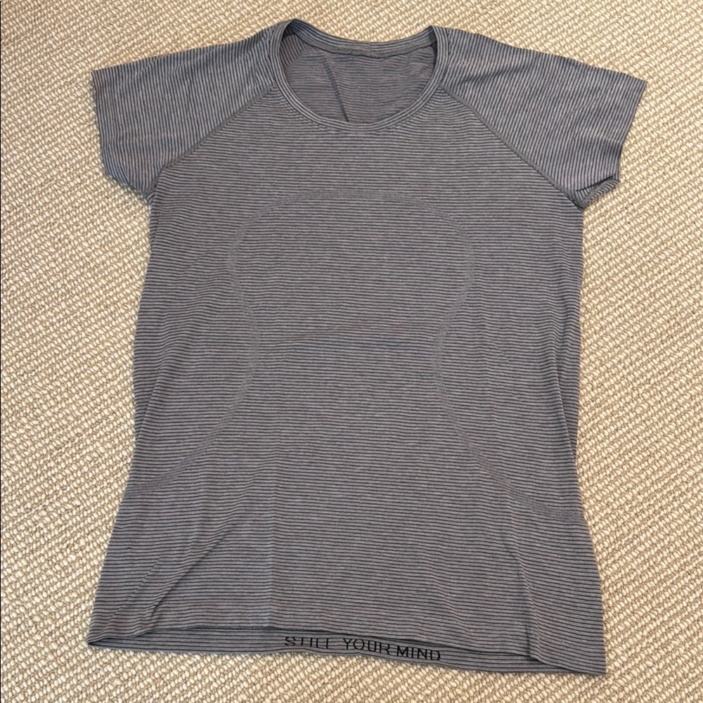 Striped Lululemon Swiftly Tee Gray Women's Top